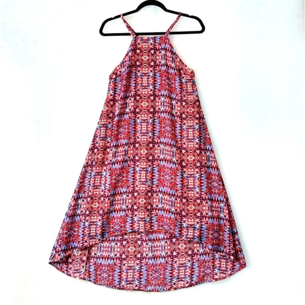 GB Lined Swing Dress Boho Flowy Sleeveless Multicolor Womens Small Hi-Lo Style